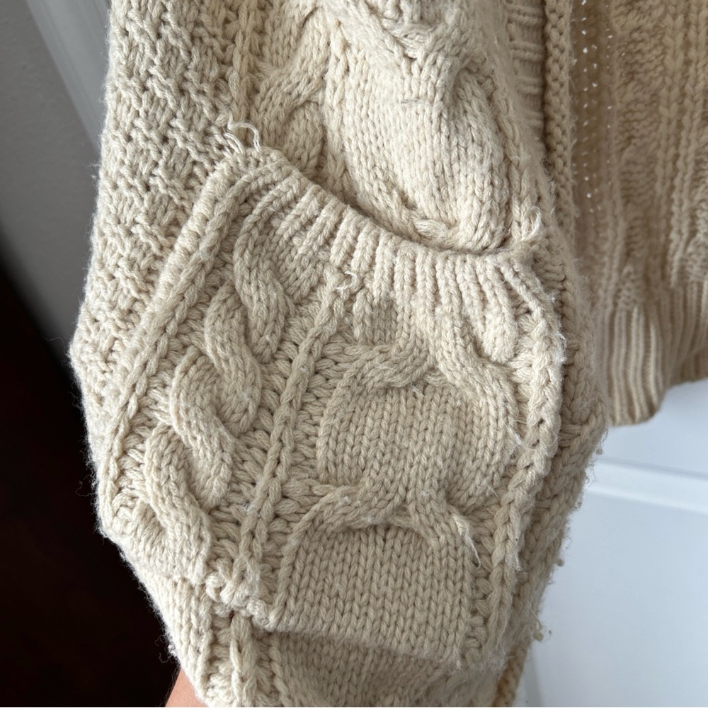 POL Chunky Knit Sweater Cardigan Size Small Women’s Cream With Pockets - Picture 4 of 10